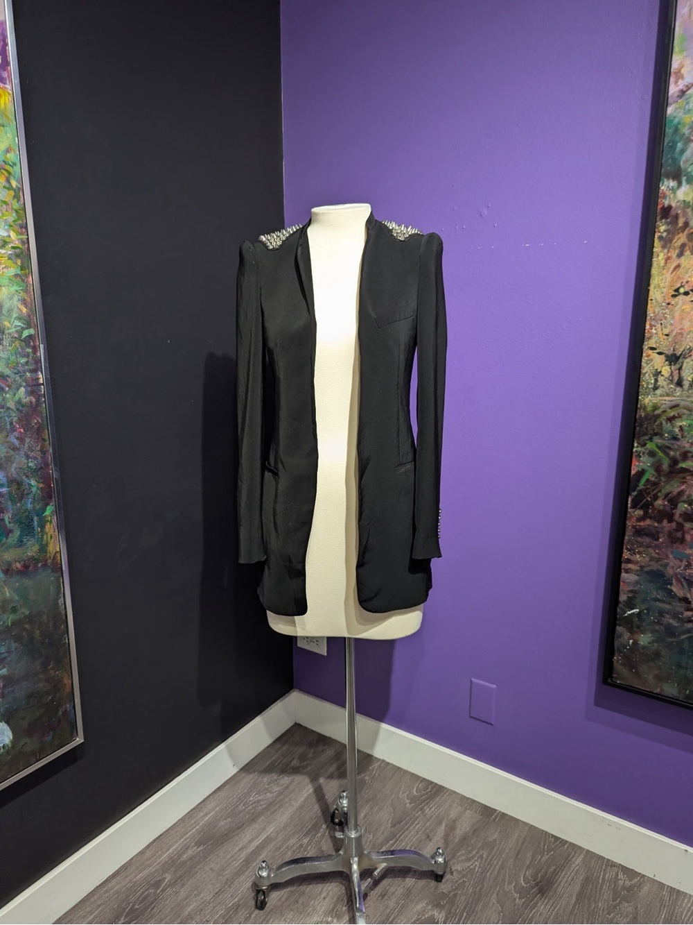 Zara Black Blazer with Studded Shoulders